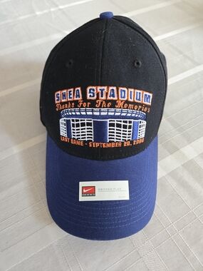 Rare Nike NY Mets Shea Stadium Farewell Hat Thanks For The Memories Blue Black